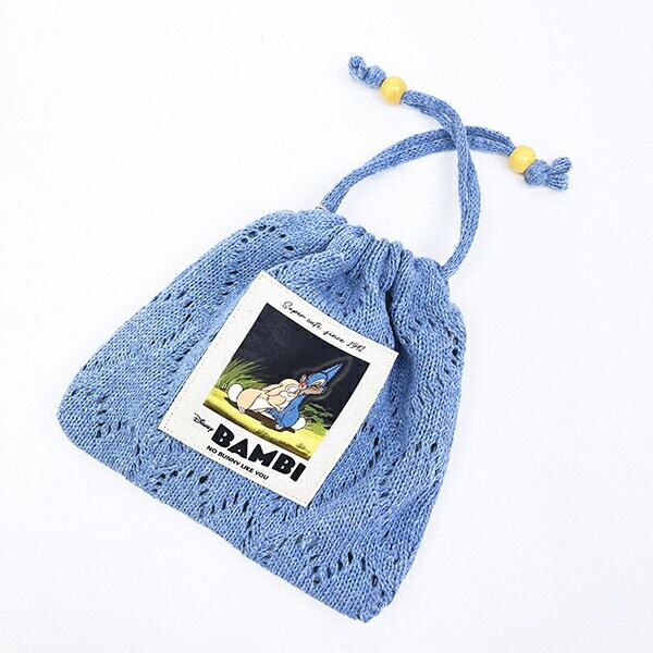 ディズニー ミスバニー ハートニット巾着ポーチ ブルー バンビ ACCOMMODE アコモデ Disney