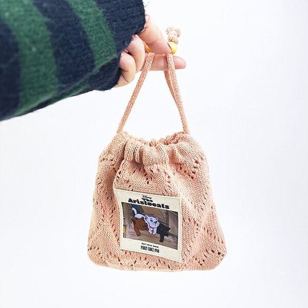 ディズニー マリー ハートニット巾着ポーチ ピンク ACCOMMODE アコモデ Disney