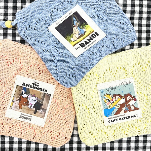 ディズニー マリー ハートニット巾着ポーチ ピンク ACCOMMODE アコモデ Disney