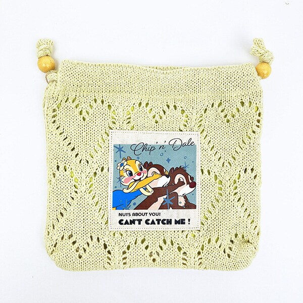 ディズニー クラリス ハートニット巾着ポーチ イエロー チップとデール ACCOMMODE アコモデ Disney