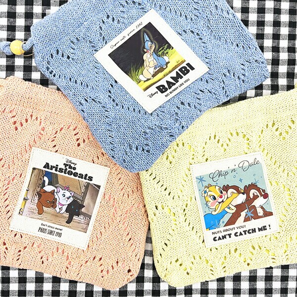 ディズニー クラリス ハートニット巾着ポーチ イエロー チップとデール ACCOMMODE アコモデ Disney