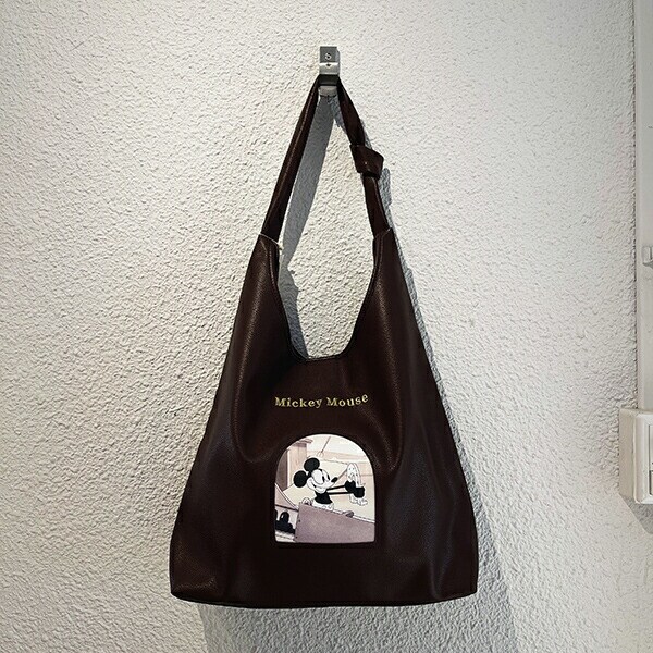 ディズニー ミッキーマウス ワンショルダーレイヤーデザイントートバッグ ブラウン ACCOMMODE アコモデ Disney