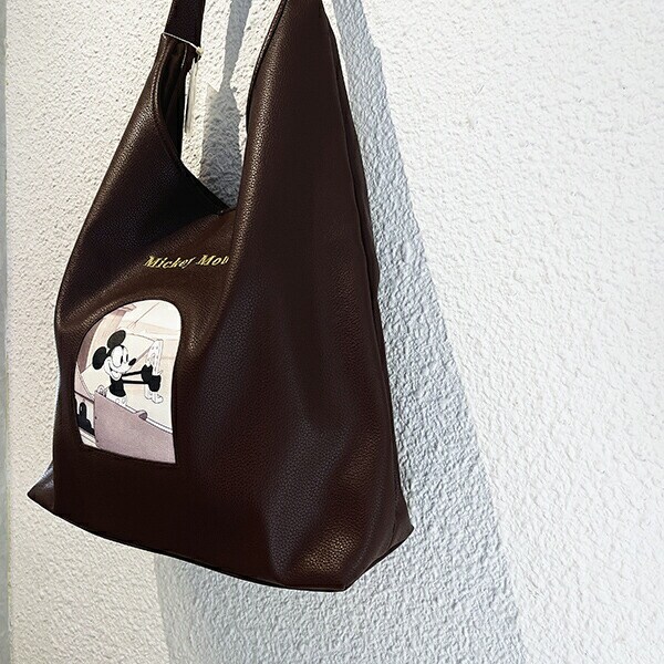 ディズニー ミッキーマウス ワンショルダーレイヤーデザイントートバッグ ブラウン ACCOMMODE アコモデ Disney