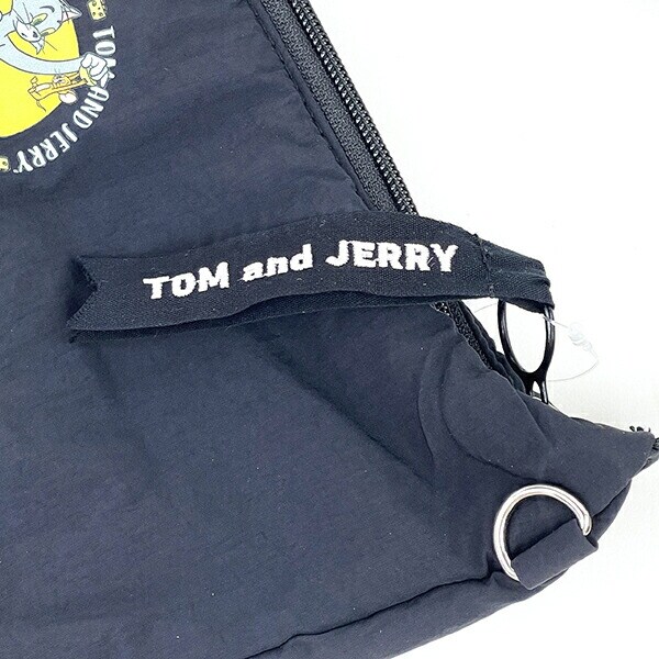 トムとジェリー BE HAPPY  ハーフムーンショルダーバッグ (ブラック) TOM and JERRY