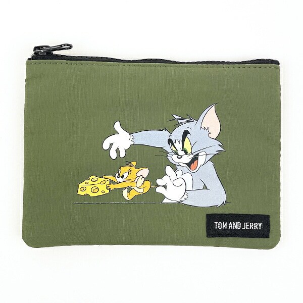 トムとジェリー CHEES DAY フラットポーチ (カーキ)