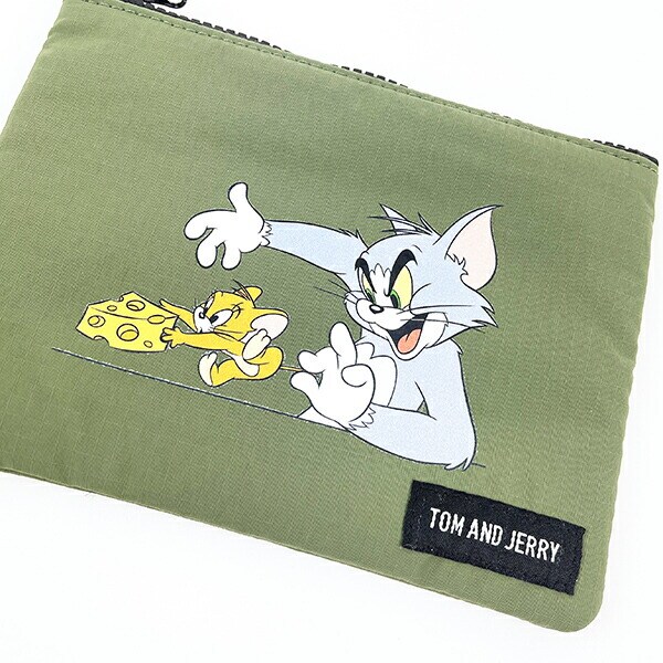 トムとジェリー CHEES DAY フラットポーチ (カーキ)