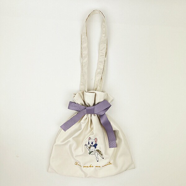 トムとジェリー トゥードルス ガールズサテン巾着リボントートバッグ (アイボリー) ガールズシリーズ