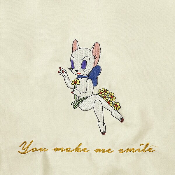 トムとジェリー トゥードルス ガールズサテン巾着リボントートバッグ (アイボリー) ガールズシリーズ