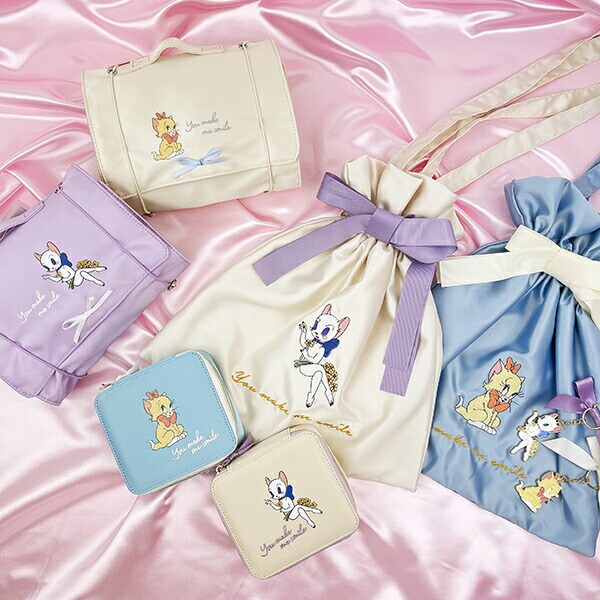 トムとジェリー トゥードルス ガールズサテン巾着リボントートバッグ (アイボリー) ガールズシリーズ