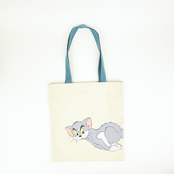 トムとジェリー レトロアート キャンバストートバッグ ブルー トムジェリ
