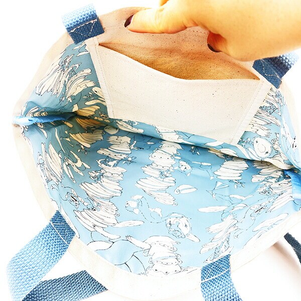 トムとジェリー レトロアート キャンバストートバッグ ブルー トムジェリ