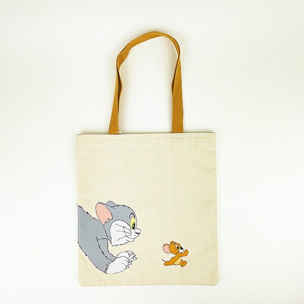 トムとジェリー レトロアート キャンバストートバッグ オレンジ トムジェリ