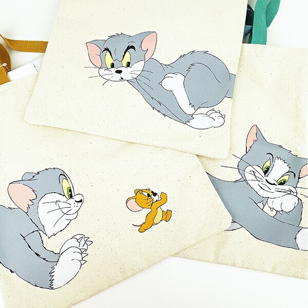 トムとジェリー レトロアート キャンバストートバッグ オレンジ トムジェリ