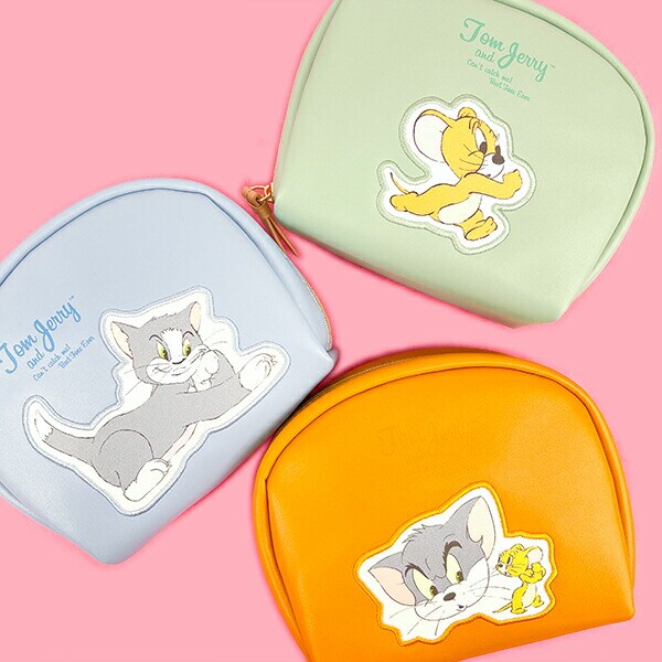 トムとジェリー レトロアート ポーチ ブルー トムジェリ