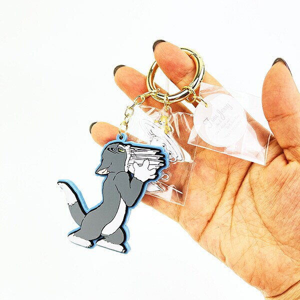 トムとジェリー レトロアート ラバーチャーム ブルー キーホルダー トムジェリ