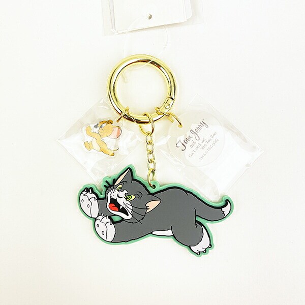 トムとジェリー レトロアート ラバーチャーム グリーン キーホルダー トムジェリ