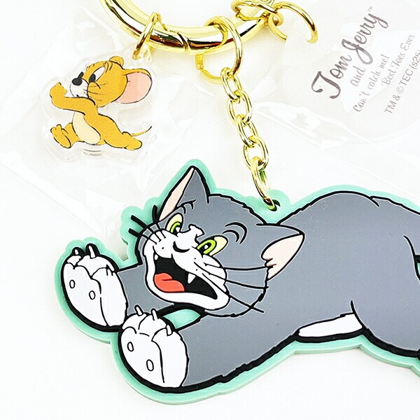 トムとジェリー レトロアート ラバーチャーム グリーン キーホルダー トムジェリ