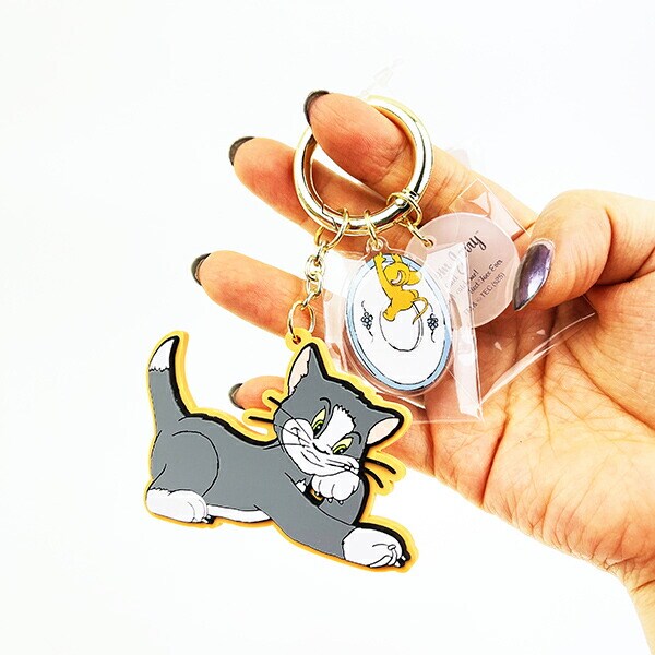 トムとジェリー レトロアート ラバーチャーム オレンジ キーホルダー トムジェリ