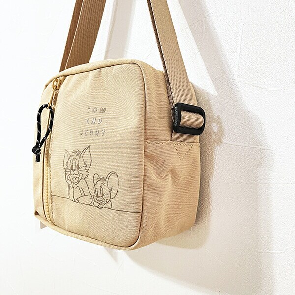 トムとジェリー スクエアボックスショルダーバッグ (アイボリー)