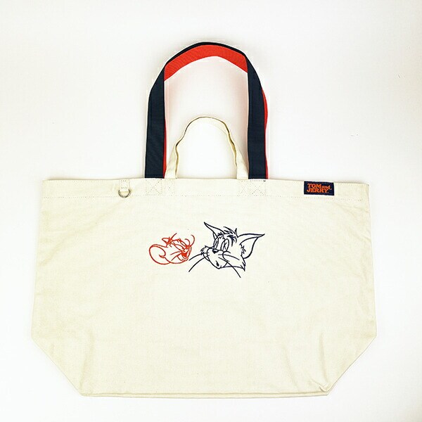 トムとジェリー スポーティーダブルハンドルビック トートバッグ (アイボリー)