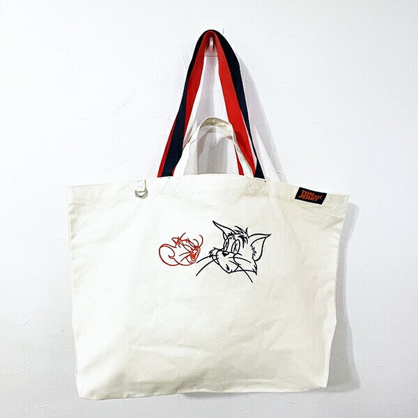 トムとジェリー スポーティーダブルハンドルビック トートバッグ (アイボリー)