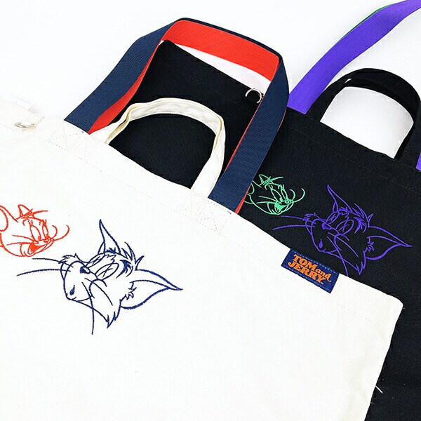 トムとジェリー スポーティーダブルハンドルビック トートバッグ (アイボリー)