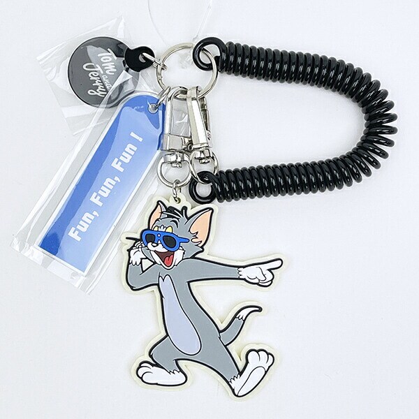 トムとジェリー トム サングラスコイルストラップ キーホルダー