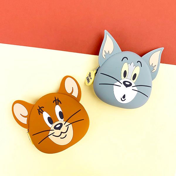 トムとジェリー フェイスダイカットシリコンポーチ BR ブラウン ジェリー メイクポーチ 小物入れ