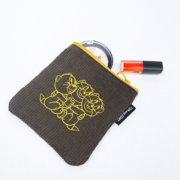 トムとジェリー (3匹の子猫) フロッキー配色フラットポーチ トムジェリ