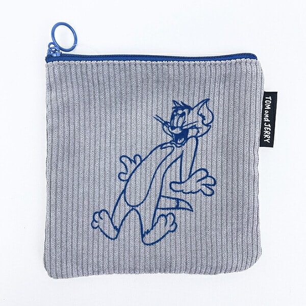 トムとジェリー (トム) フロッキー配色フラットポーチ トムジェリ