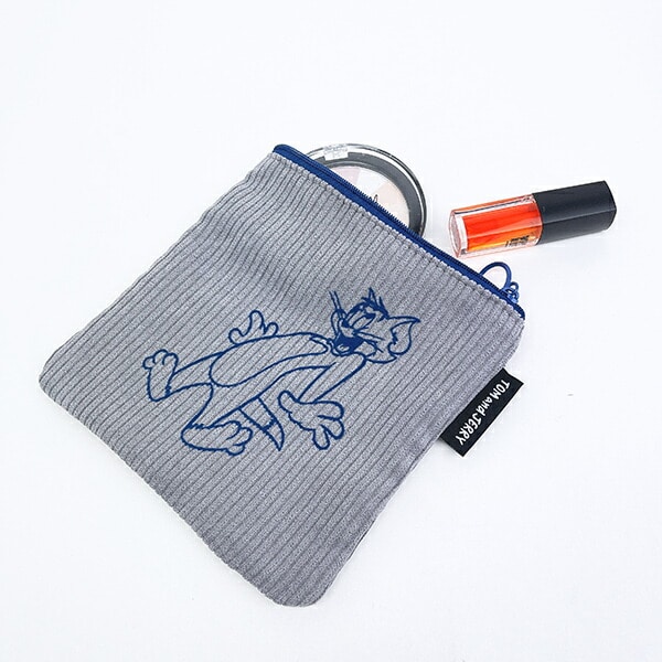 トムとジェリー (トム) フロッキー配色フラットポーチ トムジェリ