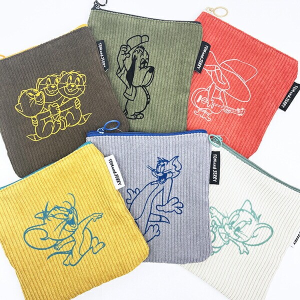 トムとジェリー (トム) フロッキー配色フラットポーチ トムジェリ