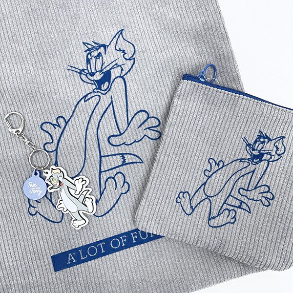 トムとジェリー (トム) フロッキー配色フラットポーチ トムジェリ