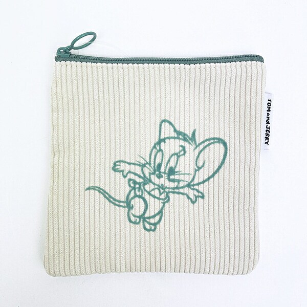 トムとジェリー (タフィー) フロッキー配色フラットポーチ トムジェリ