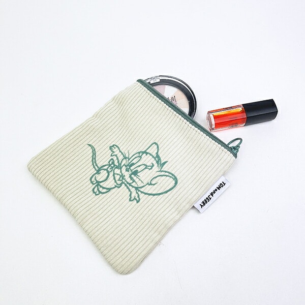 トムとジェリー (タフィー) フロッキー配色フラットポーチ トムジェリ