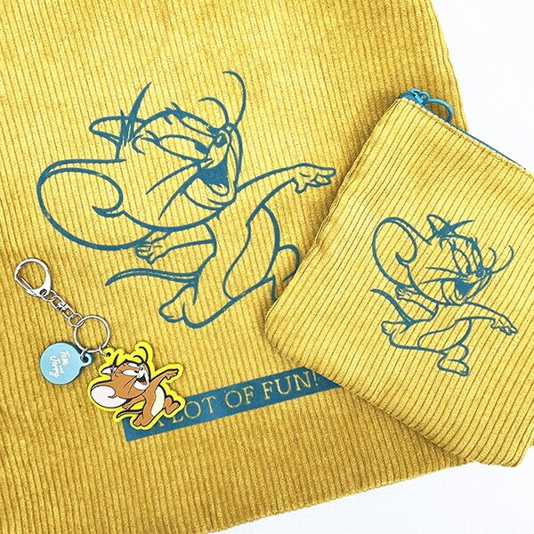 トムとジェリー (ジェリー) フロッキー配色フラットポーチ トムジェリ