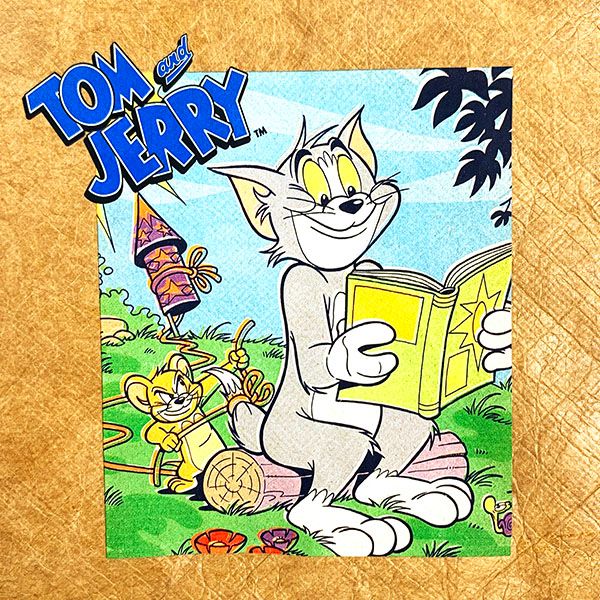 トムとジェリー ポスタープリント クラフトバッグ ブルー バッグ ランチ アウトドア 学校 オフィス