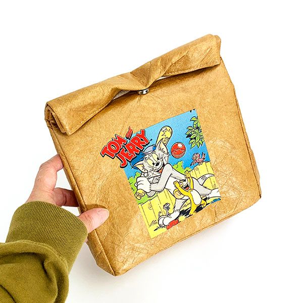 トムとジェリー ポスタープリント クラフトバッグ レッド バッグ ランチ アウトドア 学校 オフィス