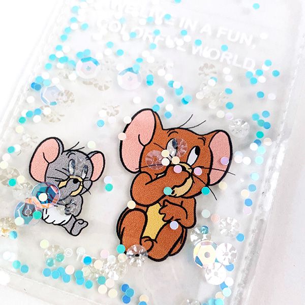 トムとジェリー プクプクグリッターパスケース ホワイト IC・IDカードケース