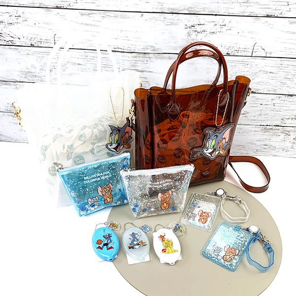 トムとジェリー プクプクグリッターパスケース ホワイト IC・IDカードケース