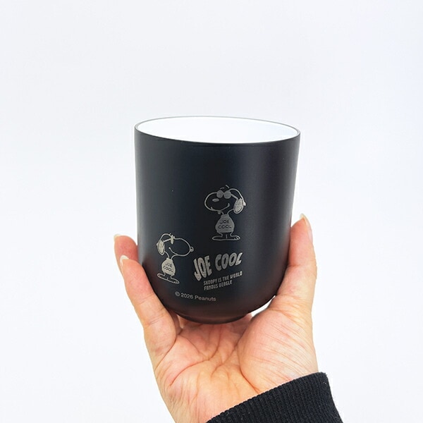 スヌーピー ジョークール ステンレス湯のみ ブラック モノトーン コップ SNOOPY