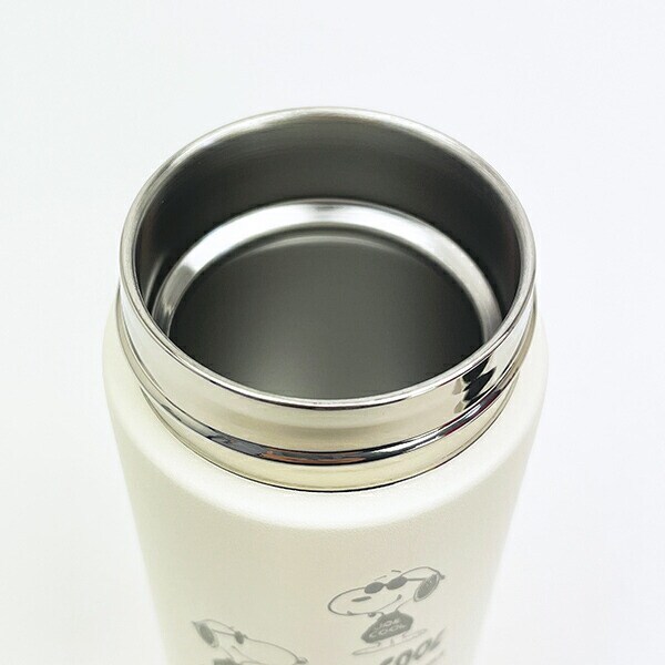 スヌーピー ジョークール ハンドル付ステンレスボトル【350ml】 ホワイト モノトーン 水筒 SNOOPY