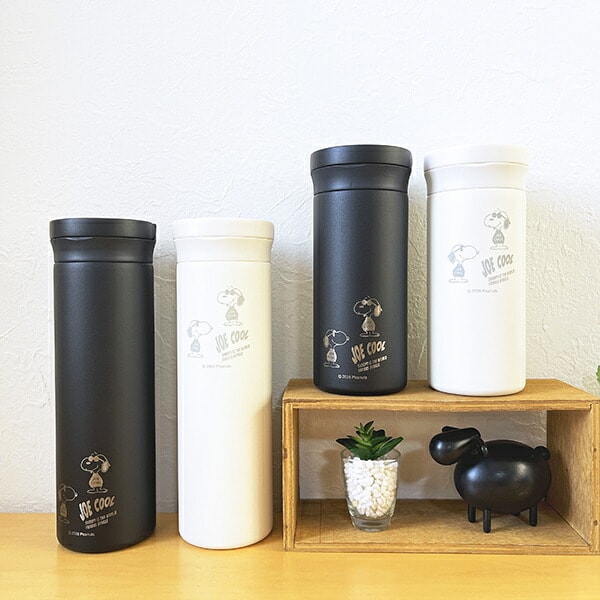 スヌーピー ジョークール ハンドル付ステンレスボトル【350ml】 ホワイト モノトーン 水筒 SNOOPY