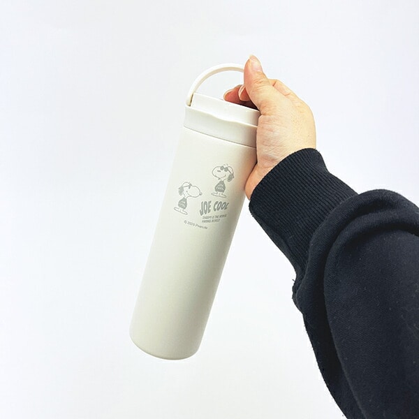 スヌーピー ジョークール ハンドル付ステンレスボトル【500ml】 ホワイト モノトーン 水筒 SNOOPY