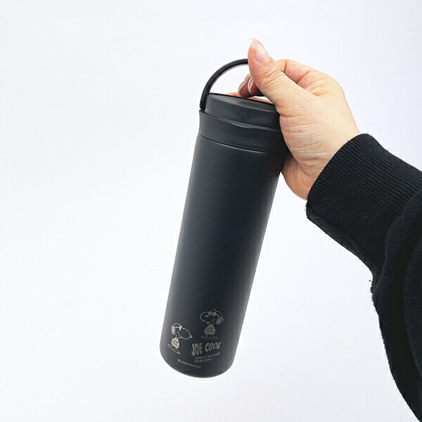 スヌーピー ジョークール ハンドル付ステンレスボトル【500ml】 ブラック モノトーン 水筒 SNOOPY