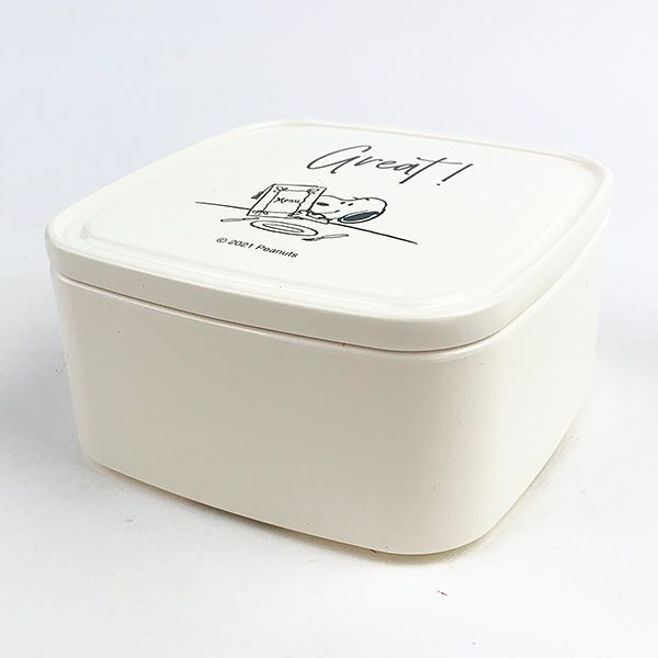 スヌーピー  バックランチs テーブル柄 snoopy キッチン ランチ ランチボックス ケース 電子レンジ 食洗器 ホワイト s