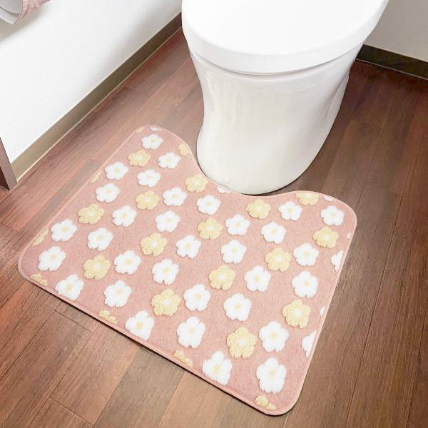 ふわりんこ トイレマット (フラワーピンク) 花柄 トイレ用品