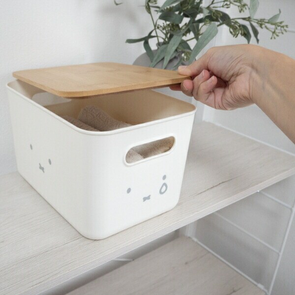 ミッフィー miffy バンブーフタ付き収納ケース (M) フェイス柄