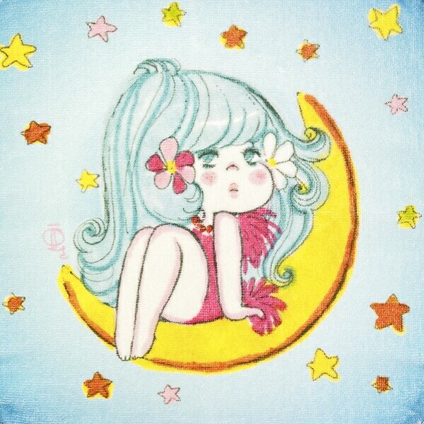 水森亜土 オンザムーン ハンドタオル ハンカチ 亜土ちゃん