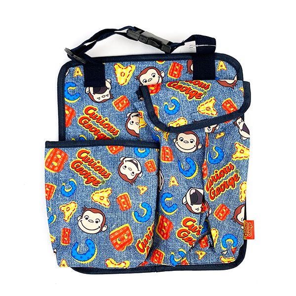 おさるのジョージ バックシートポケット カー用品 カーグッズ ティッシュケース ドリンクホルダー ブルー